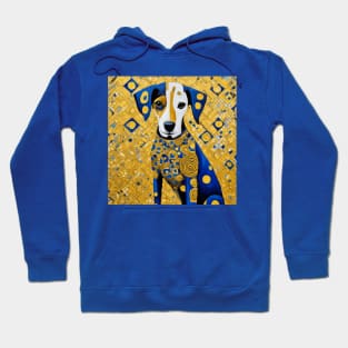 Gustav Klimt Style Dog with Blue and Gold Geometric Patterns Hoodie